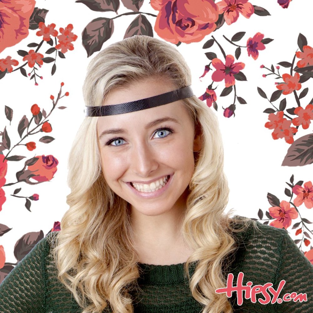 Hipsy Adjustable & No Slip Black Python Faux Snake Skin Headband